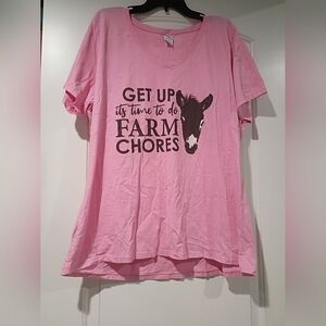 * Accidental Duplicate Do Not Buy*Pink Farm Chores Graphic T-Shirt